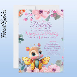 Invitación Mariposa floral para niños pequeños lindo Cumpleañ