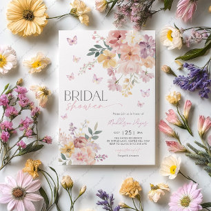 Invitación Mariposa Floral Peach Pink Purple Briple Shower