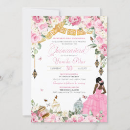 Invitación Mariposa Floral Rosa Blanco Elegante Quinceanera 5