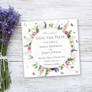 Invitación Mariposa floral rosa rosa pálido Casual salva la f