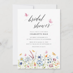 Invitación Mariposa Flores silvestres Rubor ducha de novia ro