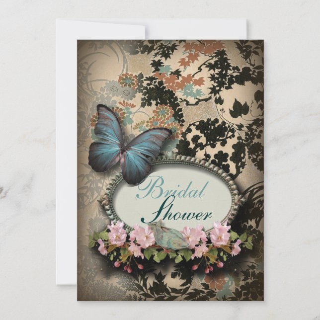 Invitación Mariposa francesa floral victoriana de París (Anverso)
