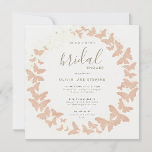 Invitación Mariposa Gold Peach Elegante Bridal Formal
