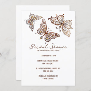 Invitación Mariposa Henna elegante ducha de novia india