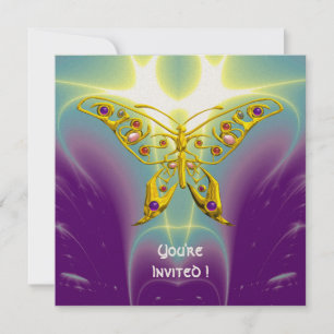 Invitación MARIPOSA HIPER púrpura verde violeta champán