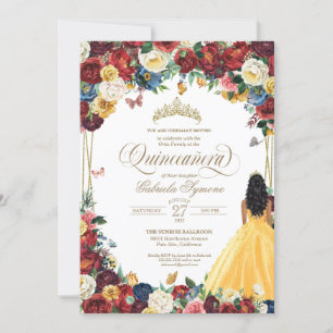 Invitación Mariposa Jardín Amarillo Floral Quinceanera