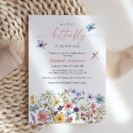 Invitación Mariposa Jardín Chica de flores silvestres Baby Sh