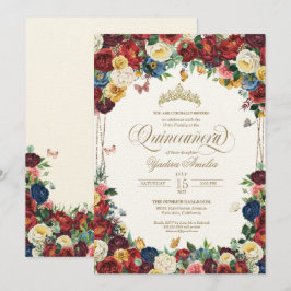 Invitación Mariposa Jardín Colorido Floral Quinceanera