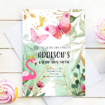 Mariposa Jardín Flamingo Flores de hadas Cumpleaño