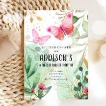 Mariposa Jardín Flores Florales Oro Rosado Cumplea