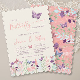 Invitación Mariposa Jardín Pastel Peach Lavender Baby Shower