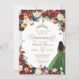 Invitación Mariposa Jardín Verde Vocal Floral Quinceanera En