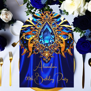 Invitación Mariposa joya exótica azul naranja dorada de cumpl