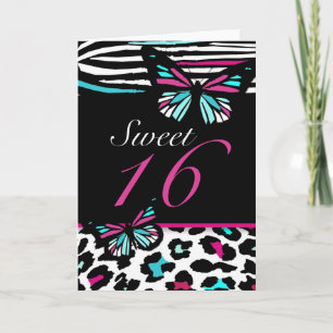 Invitación Mariposa, leopardo y estampado de zebra de la