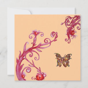 Invitación MARIPOSA, luz naranja roja brillante