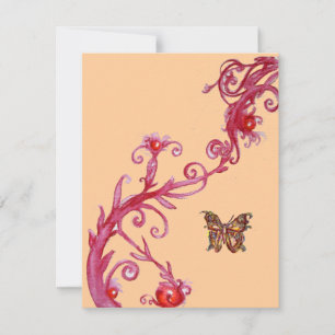 Invitación MARIPOSA, luz naranja roja brillante