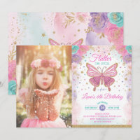 Mariposa mágica morado rosado Fairy Fairy Cumpleañ