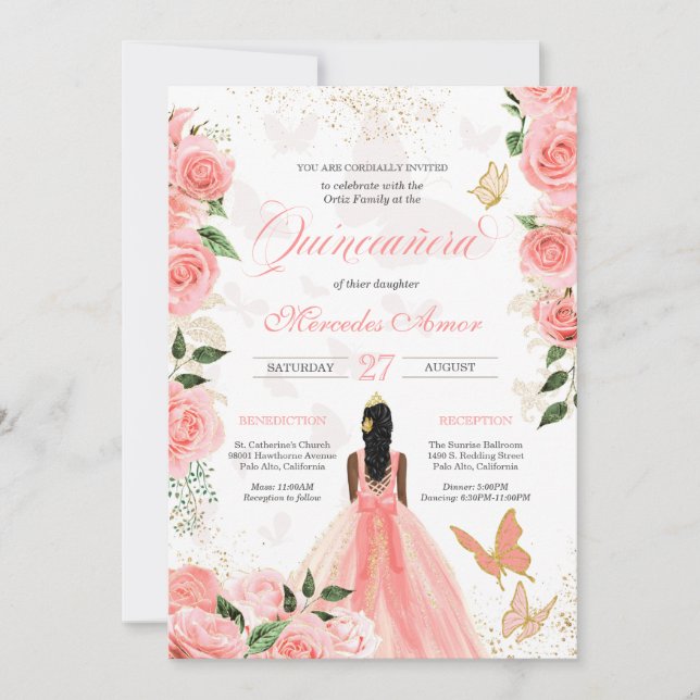 Invitación Mariposa Mariposa Quinceanera (Anverso)