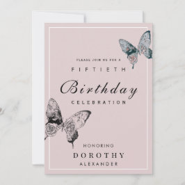 Invitación Mariposa moderna CUALQUIER hito Adulto Cumpleaños
