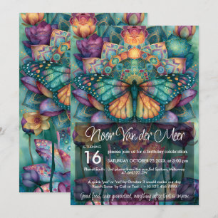 Invitación Mariposa Monarca   Diseño Colorido para Amante de 