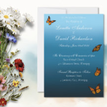 Mariposa Monarca Romántica con Ombre Azul Elegante