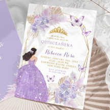 Mariposa morada Boho Princesa Quinceañera