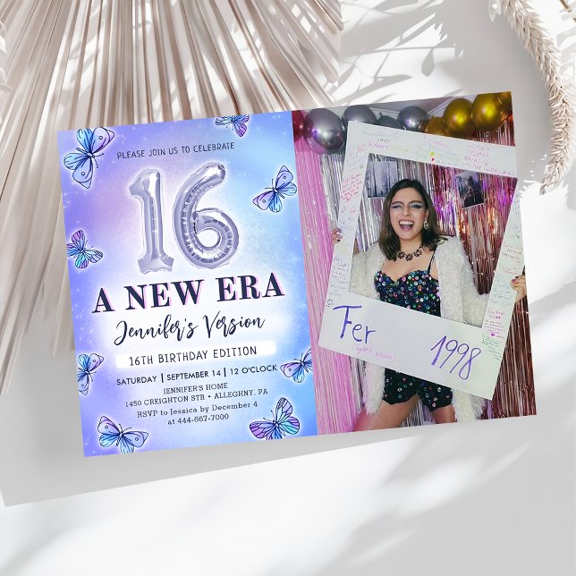 Invitación Mariposa morada Eras Cumpleaños 16.ª Foto (Subido por el creador)