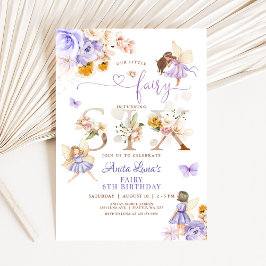 Invitación Mariposa morada Flora mágica Floral 6º cumpleaños