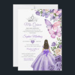 Invitación Mariposa Morado Lilac Quinceanera Cumpleaños Crown<br><div class="desc">Mariposa Morada Lilac Quinceanera Invitación de la Corona de Cumpleaños</div>