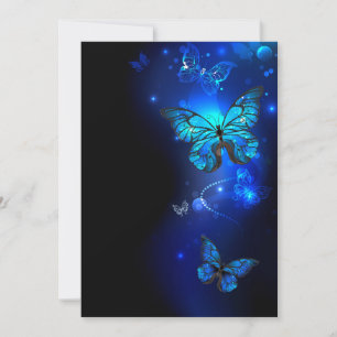 Invitación Mariposa morfo en el fondo oscuro