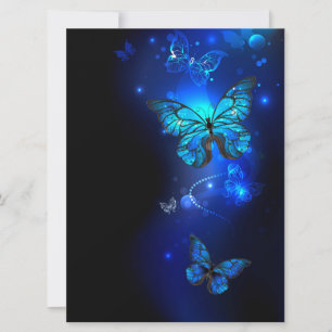 Invitación Mariposa morfo en el fondo oscuro