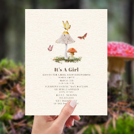 Invitación Mariposa Mushroom Woodland Nature Baby Shower