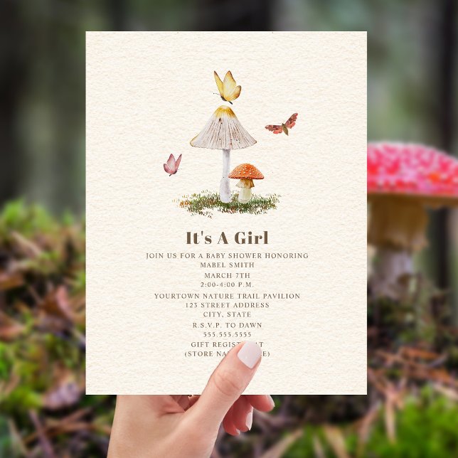 Invitación Mariposa Mushroom Woodland Nature Baby Shower (Subido por el creador)