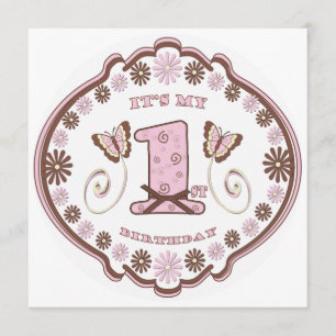 Invitación Mariposa napolitana del primer cumpleaños