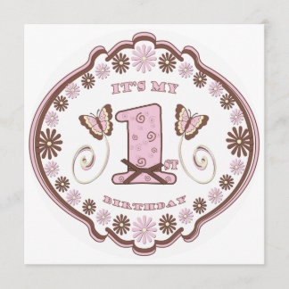 Invitación Mariposa napolitana del primer cumpleaños