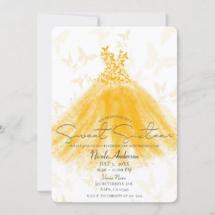 Invitación Mariposa Naranja de danza crema vestido dulce 16 F