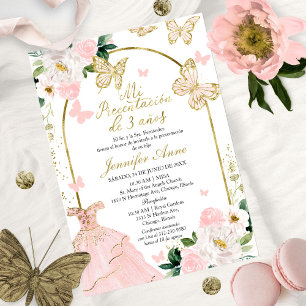 Invitación Mariposa Niña Española Mi Presentación de 3 Años