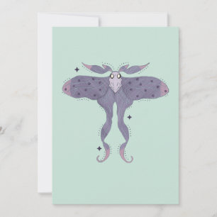 Invitación Mariposa nocturna morada caprichosa con destellos 