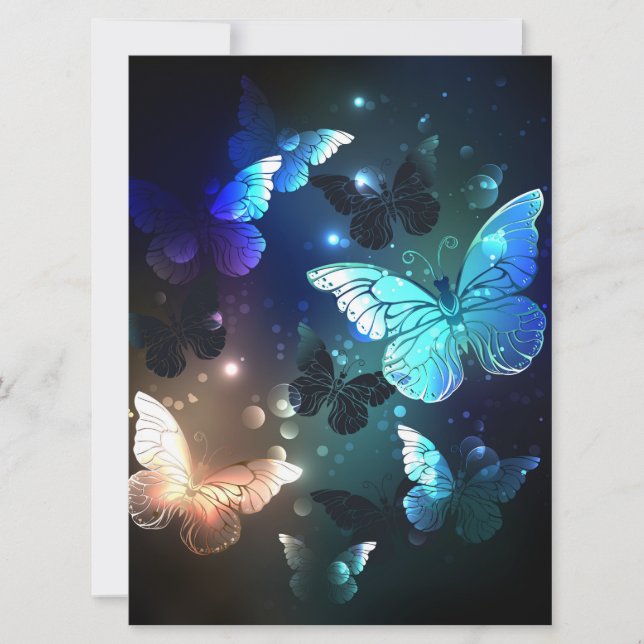 Invitación Mariposa Nocturna Revoloteando (Anverso)