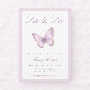 Invitación Mariposa Pequeña de Lavanda De Camino Sorbo y Ver