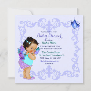 Invitación Mariposa Princesa Bebé Chica Lavender