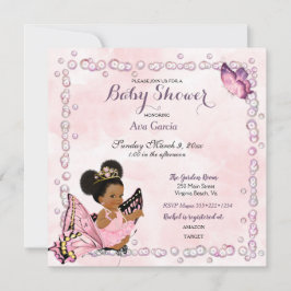 Invitación Mariposa Princesa Bebé Niña Puffs