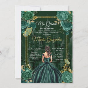 Invitación Mariposa Princesa de Emerald Green Quinceañera