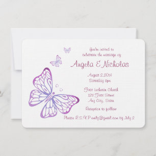 Invitación Mariposa Purple Mauve Pink Classy