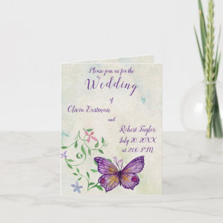 Invitación Mariposa púrpura de acuarela personalizada