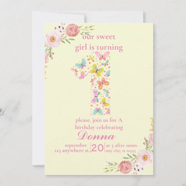 Invitación Mariposa púrpura Nuestra Mariposa Pequeña (Anverso)