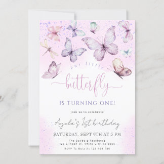 Invitación Mariposa púrpura Nuestra Pequeña Mariposa Baby Sho