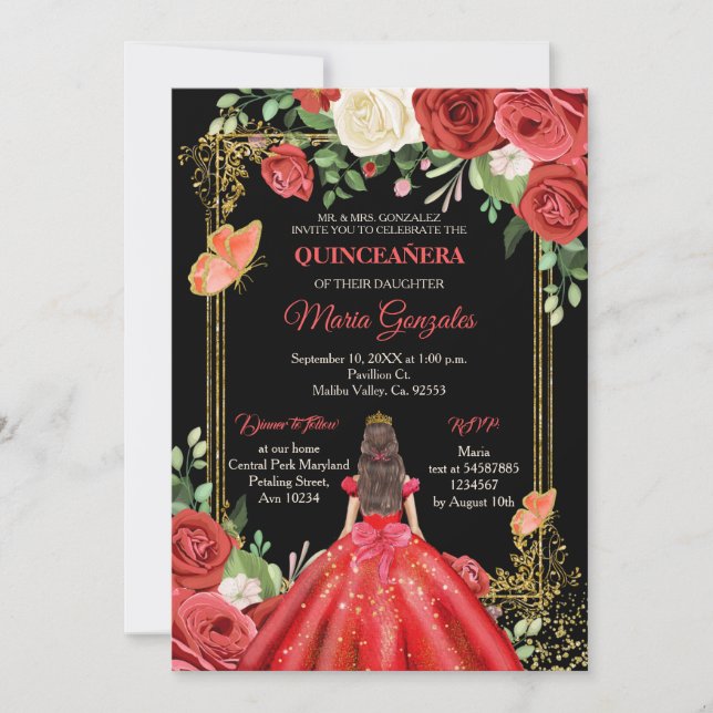 Invitación Mariposa Quinceanera  (Anverso)