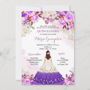Invitación Mariposa Quinceanera 
