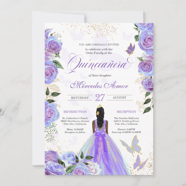 Invitación Mariposa Quinceanera (Anverso)